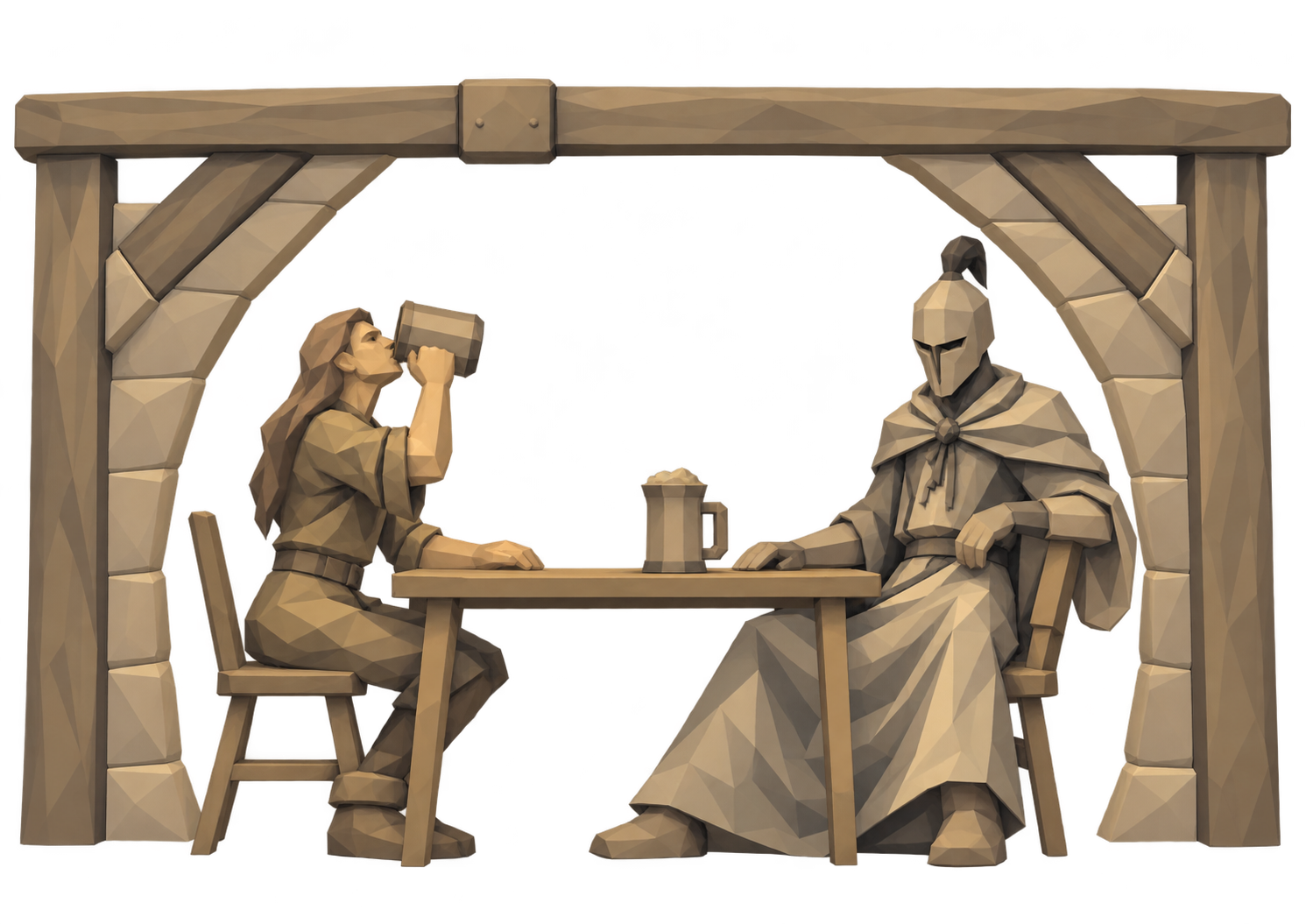Samael Leynes drinks with the old mage at a tavern table