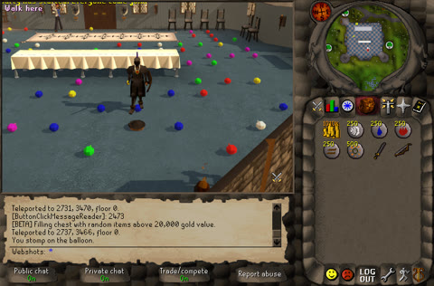 A player stomps on a party balloon