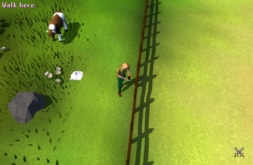A player cutting oak logs into a shortbow with a knife