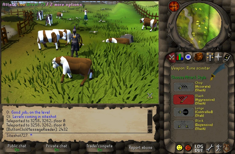 The aggressive attack style among the Lumbridge cows