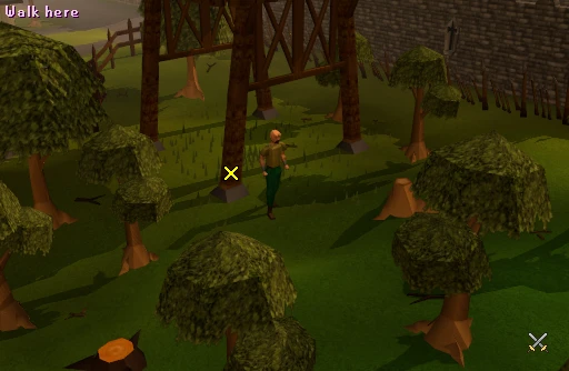 A player among the trees west of Varrock