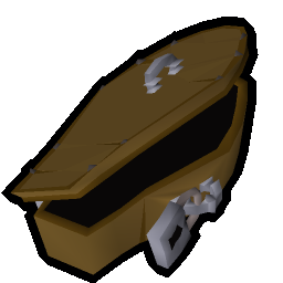 Open silver coffin